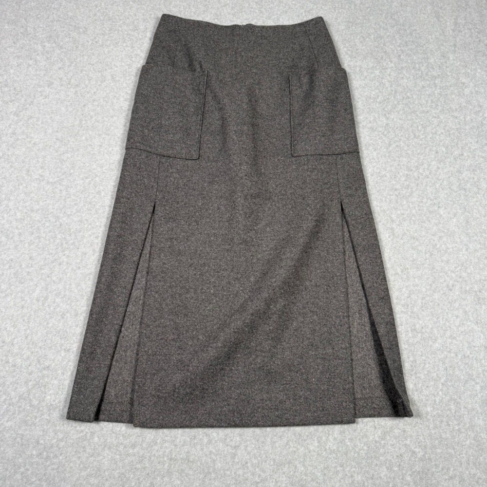 Zara Trafaluc Gray Dark Academia Wool Blend Pleated Midi Skirt Pocket Medium